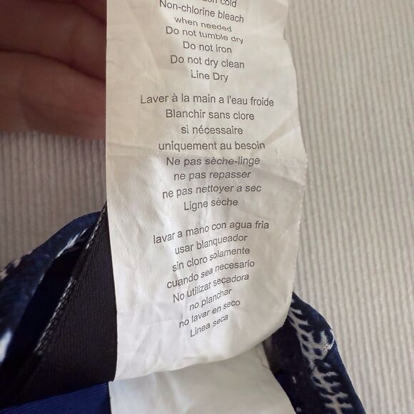 La Blanca Blue and White Patterned Keyhole Front One Piece Swimsuit Size 10 - Picture 10 of 12